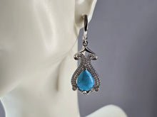Load image into Gallery viewer, Womens Vintage Estate Sterling Silver Modernist Turquoise Earrings 9.2g E3294