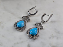 Load image into Gallery viewer, Womens Vintage Estate Sterling Silver Modernist Turquoise Earrings 9.2g E3294