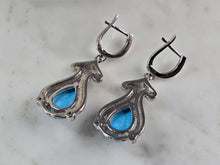 Load image into Gallery viewer, Womens Vintage Estate Sterling Silver Modernist Turquoise Earrings 9.2g E3294