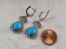 Load image into Gallery viewer, Womens Vintage Estate Sterling Silver Modernist Turquoise Earrings 9.2g E3294
