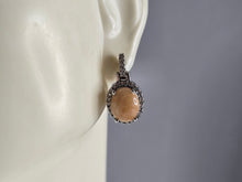 Load image into Gallery viewer, Womens Vintage Estate Sterling Silver Calcite Cabochon Earrings 4.2g E3296