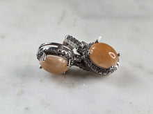 Load image into Gallery viewer, Womens Vintage Estate Sterling Silver Calcite Cabochon Earrings 4.2g E3296