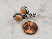 Load image into Gallery viewer, Womens Vintage Estate Sterling Silver Calcite Cabochon Earrings 4.2g E3296