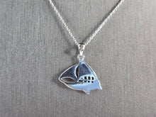 Load image into Gallery viewer, Womens Sterling Silver Blue Opal Sailboat Pendant Necklace 5.0g E3302