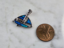 Load image into Gallery viewer, Womens Sterling Silver Blue Opal Sailboat Pendant Necklace 5.0g E3302