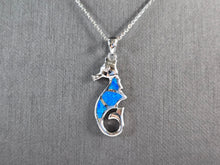 Load image into Gallery viewer, Womens Sterling Silver Blue Opal Seahorse Pendant Necklace 5.5g E3306