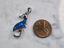 Load image into Gallery viewer, Womens Sterling Silver Blue Opal Seahorse Pendant Necklace 5.5g E3306