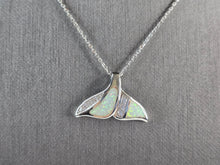 Load image into Gallery viewer, Womens Sterling Silver Opal Modernist Whale Tail Pendant Necklace 5.0g E3310