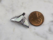 Load image into Gallery viewer, Womens Sterling Silver Opal Modernist Whale Tail Pendant Necklace 5.0g E3310