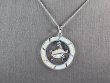 Load image into Gallery viewer, Womens Sterling Silver Opal Sea Turtle Pendant Necklace 6.2g E3311