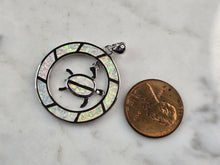 Load image into Gallery viewer, Womens Sterling Silver Opal Sea Turtle Pendant Necklace 6.2g E3311