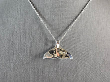 Load image into Gallery viewer, Women Sterling Silver Blue Opal Modernist Whale Tail Pendant Necklace 5.1g E3313