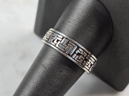 Mens Estate Sterling Silver Modernist Band Ring 5.5g E3320