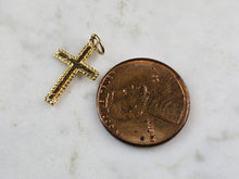 Load image into Gallery viewer, Womens Vintage Estate 14K Yellow Gold Religious Cross Charm Pendant, 0.5g E3340
