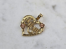 Load image into Gallery viewer, Womens Vintage Estate 14K Yellow &amp; Rose Gold Heart Mom Pendant 1.5g E3350