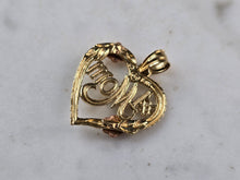 Load image into Gallery viewer, Womens Vintage Estate 14K Yellow &amp; Rose Gold Heart Mom Pendant 1.5g E3350