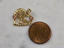 Load image into Gallery viewer, Womens Vintage Estate 14K Yellow &amp; Rose Gold Heart Mom Pendant 1.5g E3350