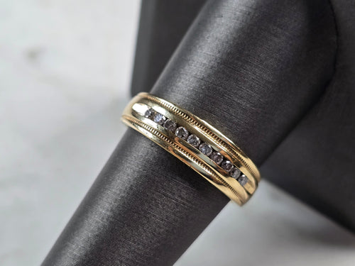 Mens Vintage Estate 10k Yellow Gold Diamond Ring 4.0g #E3374