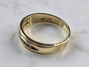 Mens Vintage Estate 10k Yellow Gold Diamond Ring 4.0g #E3374