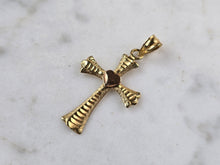Load image into Gallery viewer, Womens Vintage Estate 14K Yellow Gold Religious Cross Pendant, 0.8g E3410