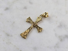 Load image into Gallery viewer, Womens Vintage Estate 14K Yellow Gold Religious Cross Pendant, 0.8g E3410