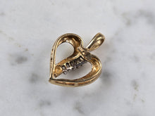 Load image into Gallery viewer, Womens Vintage Estate 10K Yellow Gold Diamond Heart Pendant 1.8g E3421