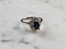 Load image into Gallery viewer, Womens Vintage Estate 14K White Gold Spinel &amp; Diamond Ring, 2.8g E3437