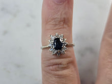 Load image into Gallery viewer, Womens Vintage Estate 14K White Gold Spinel &amp; Diamond Ring, 2.8g E3437