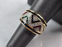 Load image into Gallery viewer, Womens Vintage Estate 10K Gold Multi Stone Diamond Ring 5.6g E3461
