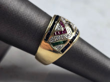 Load image into Gallery viewer, Womens Vintage Estate 10K Gold Multi Stone Diamond Ring 5.6g E3461