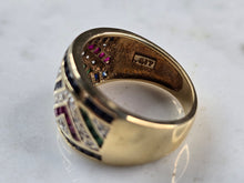 Load image into Gallery viewer, Womens Vintage Estate 10K Gold Multi Stone Diamond Ring 5.6g E3461