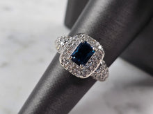 Load image into Gallery viewer, Womens Vintage Estate 10K White Gold Topaz &amp; Diamond Ring 4.7g E3469