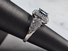 Load image into Gallery viewer, Womens Vintage Estate 10K White Gold Topaz &amp; Diamond Ring 4.7g E3469