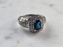 Load image into Gallery viewer, Womens Vintage Estate 10K White Gold Topaz &amp; Diamond Ring 4.7g E3469
