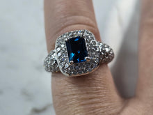Load image into Gallery viewer, Womens Vintage Estate 10K White Gold Topaz &amp; Diamond Ring 4.7g E3469