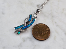 Load image into Gallery viewer, Womens Sterling Silver Blue Opal Modernist Pendant Necklace 5.2g E3470