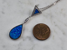 Load image into Gallery viewer, Womens Sterling Silver Blue Opal Modernist Pendant Necklace 5.2g E3471