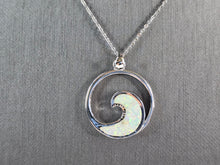 Load image into Gallery viewer, Womens Sterling Silver Opal Wave Pendant Necklace 6.6g E3472