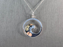 Load image into Gallery viewer, Womens Sterling Silver Opal Wave Pendant Necklace 6.6g E3472