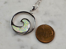 Load image into Gallery viewer, Womens Sterling Silver Opal Wave Pendant Necklace 6.6g E3472