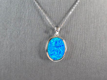 Load image into Gallery viewer, Womens Sterling Silver Blue Opal Modernist Pendant Necklace 5.4g E3473