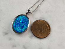 Load image into Gallery viewer, Womens Sterling Silver Blue Opal Modernist Pendant Necklace 5.4g E3473