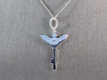 Load image into Gallery viewer, Womens Sterling Silver Blue Opal Winged Cross Heart Pendant Necklace 5.0g E3475