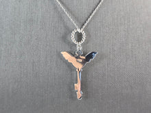 Load image into Gallery viewer, Womens Sterling Silver Opal Winged Cross Heart Pendant Necklace 5.0g E3476