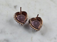Load image into Gallery viewer, Womens Estate Sterling Silver Rose Gold Tone Amethyst Heart Earrings 8.6g E3482