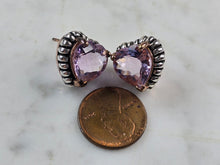 Load image into Gallery viewer, Womens Estate Sterling Silver Rose Gold Tone Amethyst Heart Earrings 8.6g E3482