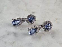 Load image into Gallery viewer, Womens Vintage Estate Sterling Silver Tanzanite CZ Stud Earrings 5.9g E3483