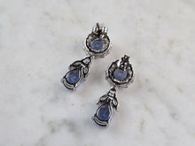 Load image into Gallery viewer, Womens Vintage Estate Sterling Silver Tanzanite CZ Stud Earrings 5.9g E3483