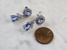 Load image into Gallery viewer, Womens Vintage Estate Sterling Silver Tanzanite CZ Stud Earrings 5.9g E3483