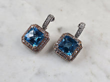Load image into Gallery viewer, Womens Estate Sterling Silver Aqua Stud Earrings 11.7g E3486